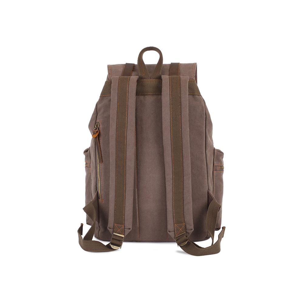 KAUKKO Vintage Casual Canvas and Leather Rucksack Retro Backpack for School Work Travel Hiking, 19L ( Light Coffee ) - kaukko