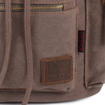 KAUKKO Vintage Casual Canvas and Leather Rucksack Retro Backpack for School Work Travel Hiking, 19L ( Light Coffee ) - kaukko