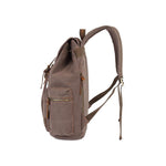 KAUKKO Vintage Casual Canvas and Leather Rucksack Retro Backpack for School Work Travel Hiking, 19L ( Light Coffee ) - kaukko