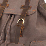 KAUKKO Vintage Casual Canvas and Leather Rucksack Retro Backpack for School Work Travel Hiking, 19L ( Light Coffee ) - kaukko