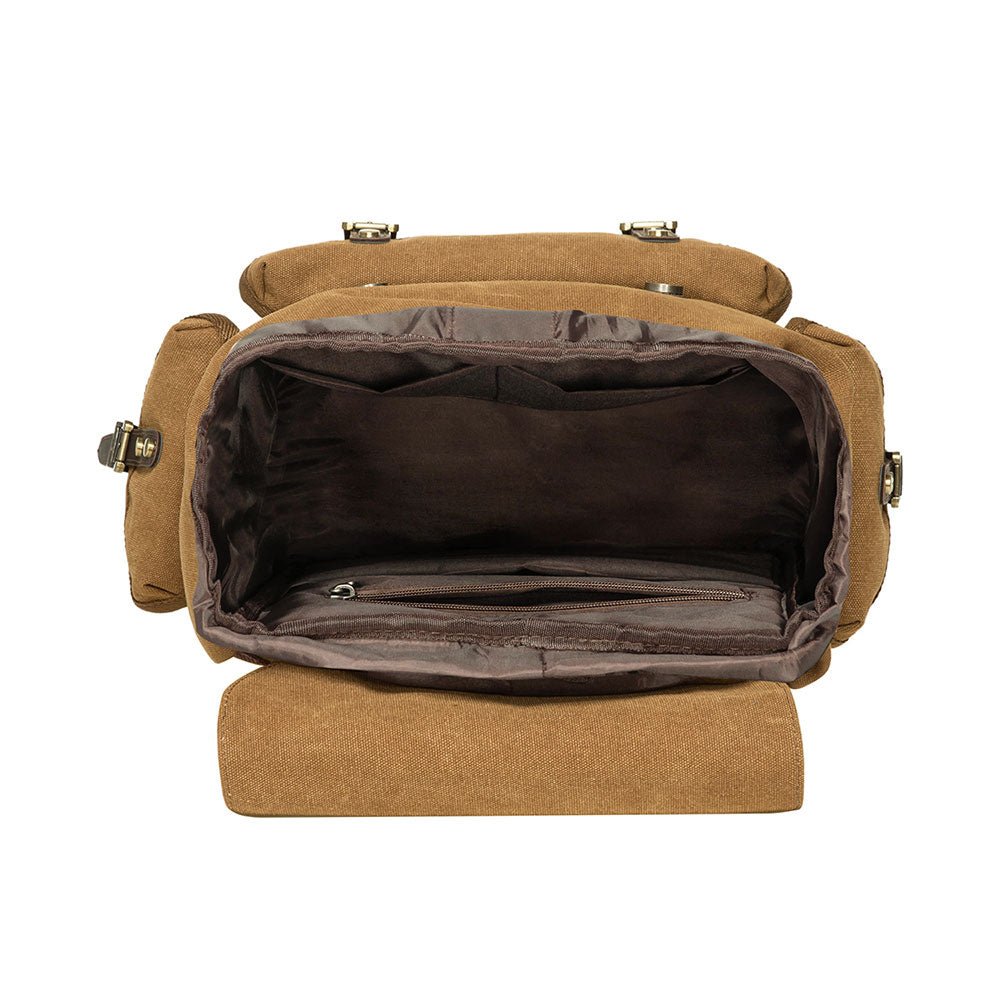 KAUKKO Vintage Casual Canvas and Leather Rucksack Retro Backpack for School Work Travel Hiking - kaukko