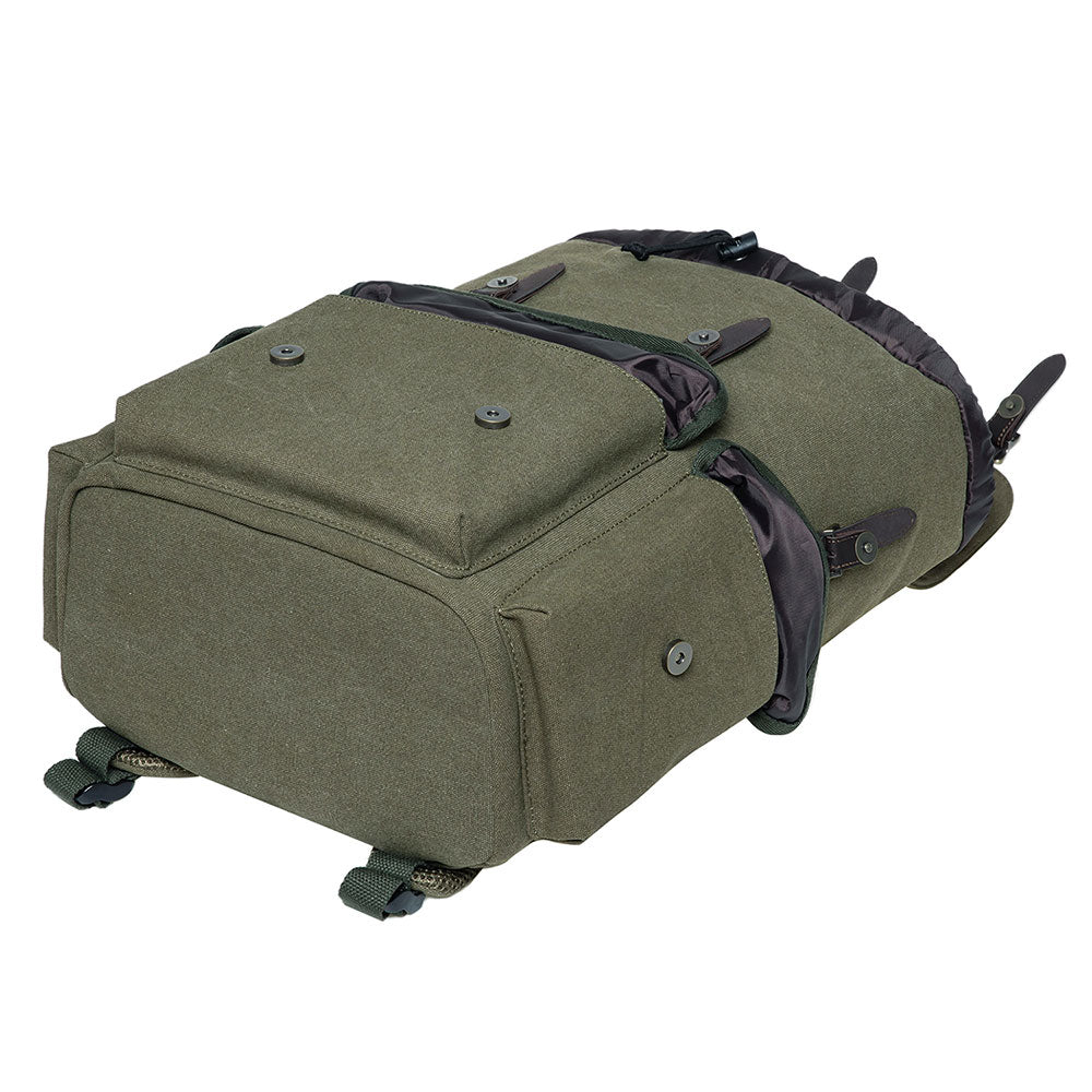 KAUKKO Vintage Casual Canvas and Leather Rucksack Retro Backpack for School Work Travel Hiking - kaukko