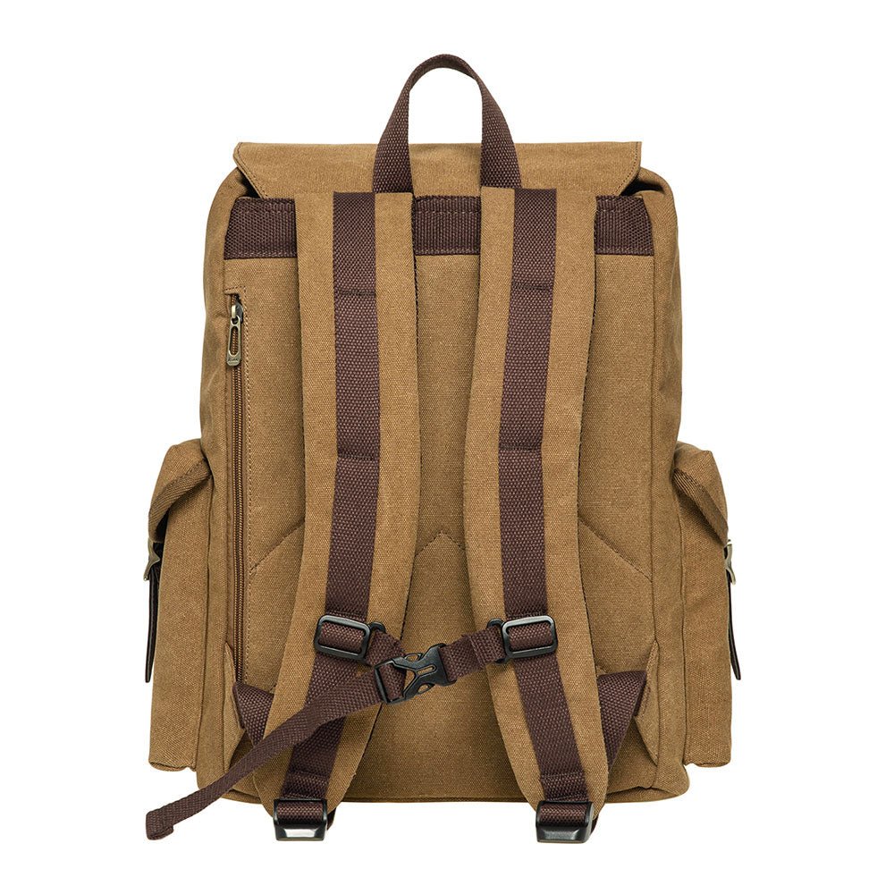 KAUKKO Vintage Casual Canvas and Leather Rucksack Retro Backpack for School Work Travel Hiking - kaukko