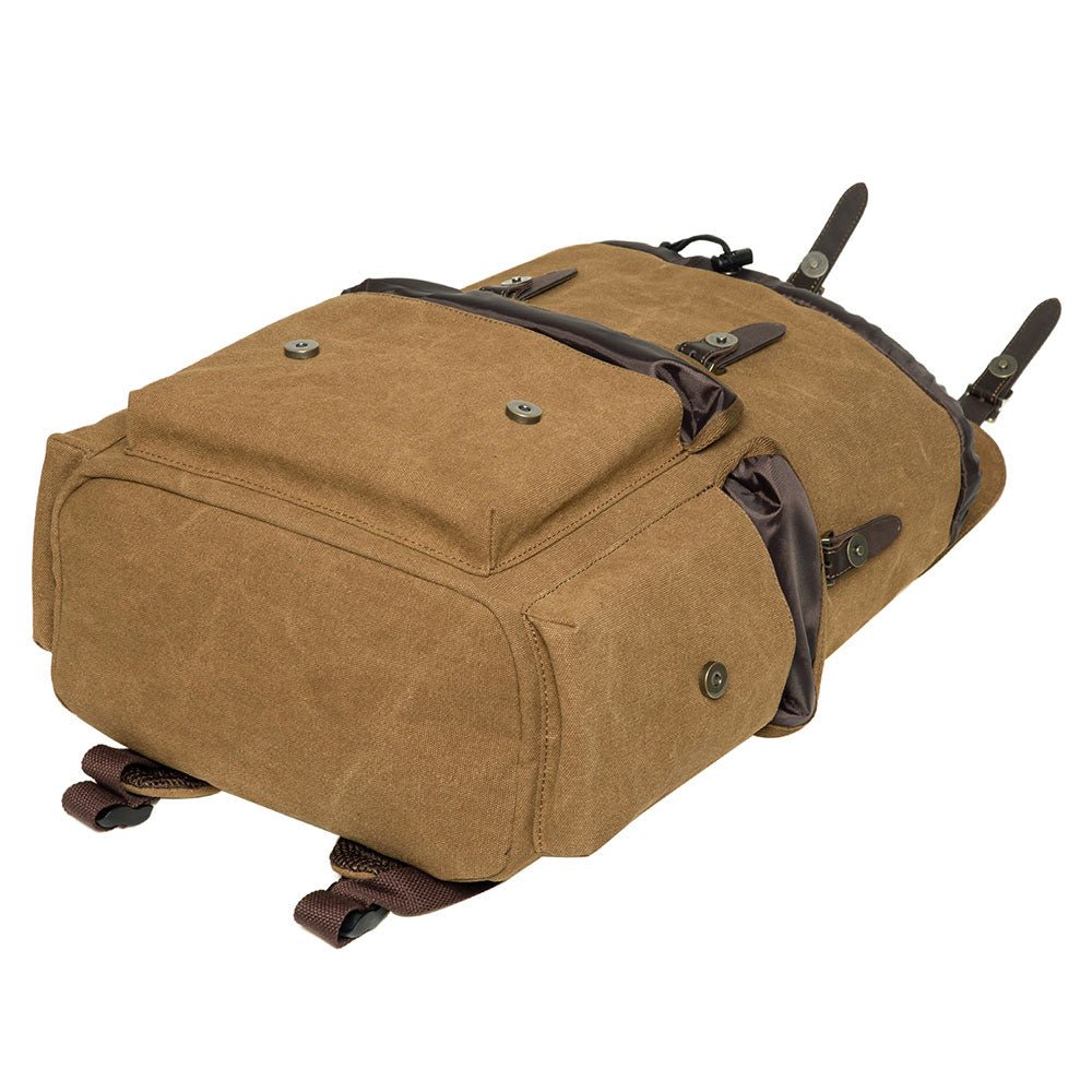 KAUKKO Vintage Casual Canvas and Leather Rucksack Retro Backpack for School Work Travel Hiking - kaukko
