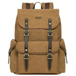 KAUKKO Vintage Casual Canvas and Leather Rucksack Retro Backpack for School Work Travel Hiking - kaukko