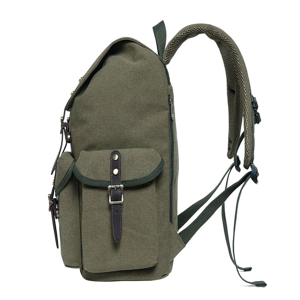 KAUKKO Vintage Casual Canvas and Leather Rucksack Retro Backpack for School Work Travel Hiking - kaukko