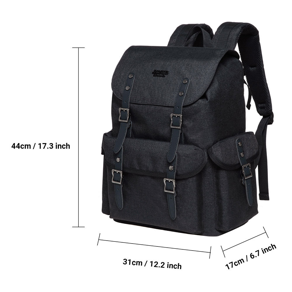 KAUKKO Vintage Casual Canvas and Leather Rucksack Retro Backpack for School Work Travel Hiking - kaukko