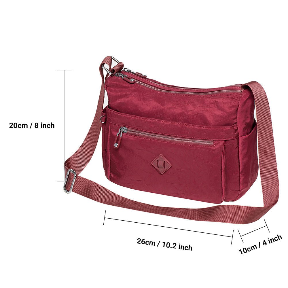 KAUKKO Women Crossbody Bag Handbag Lightweight Shoulder Purse Nylon Multi Pocket Crossbody Bag Ladies Travel Handbag - kaukko