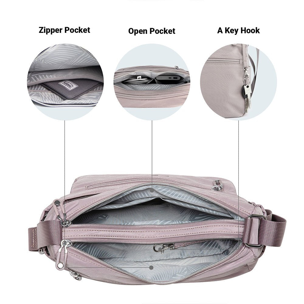 KAUKKO Women Crossbody Bag Handbag Lightweight Shoulder Purse Nylon Multi Pocket Crossbody Bag Ladies Travel Handbag - kaukko