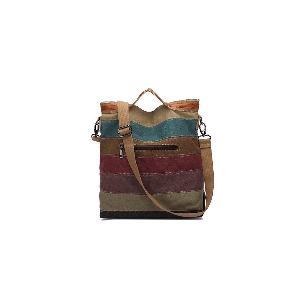 KAUKKO Women Multi-colored canvas stripe tote bag - kaukko