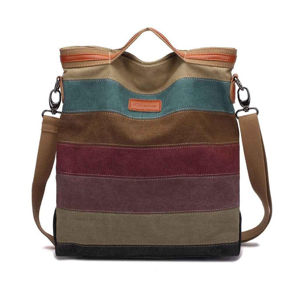 KAUKKO Women Multi-colored canvas stripe tote bag - kaukko