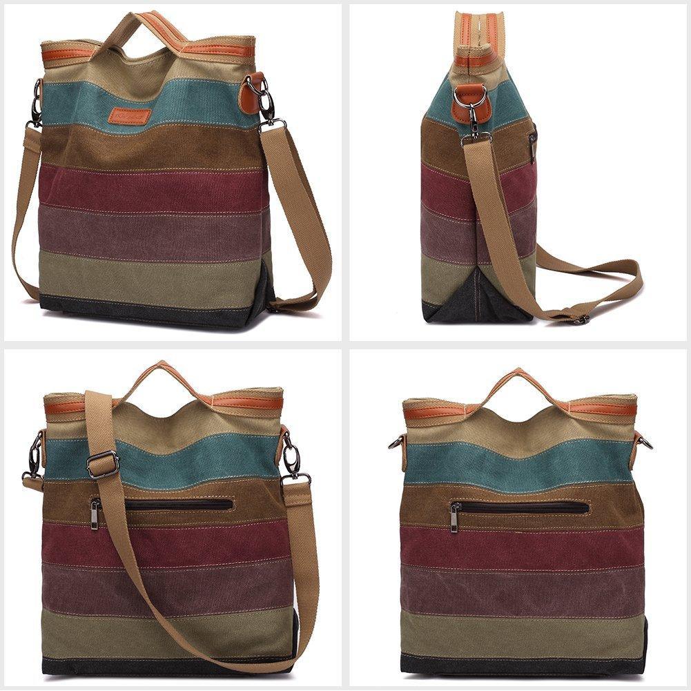 KAUKKO Women Multi-colored canvas stripe tote bag - kaukko