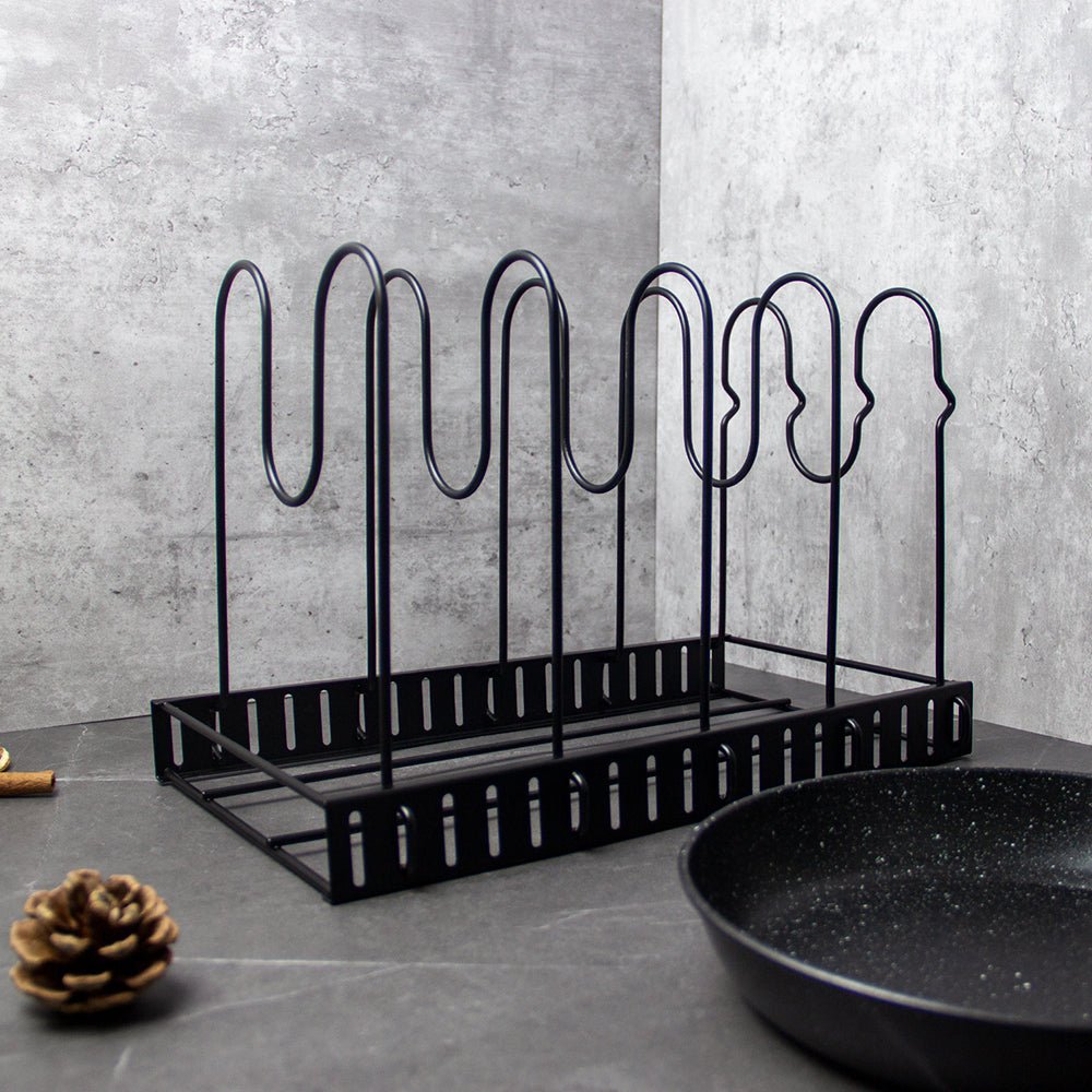 Kitchen Counter and Cabinet Pan Organizer Shelf Rack - kaukko