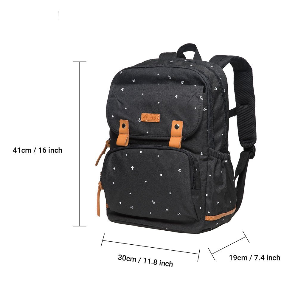 Laptop College Backpack for Teen Girls, Casual Daypack Fits 15.6" Laptop by KAUKKO (09-BLACK) - kaukko