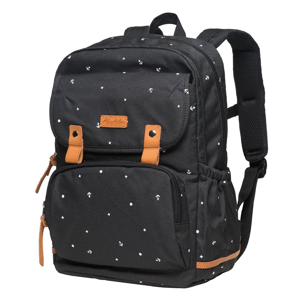 Laptop College Backpack for Teen Girls, Casual Daypack Fits 15.6" Laptop by KAUKKO (09-BLACK) - kaukko