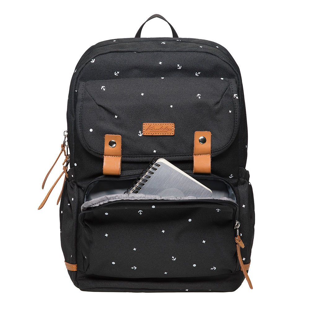 Laptop College Backpack for Teen Girls, Casual Daypack Fits 15.6" Laptop by KAUKKO (09-BLACK) - kaukko