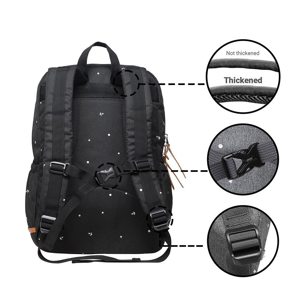 Laptop College Backpack for Teen Girls, Casual Daypack Fits 15.6" Laptop by KAUKKO (09-BLACK) - kaukko