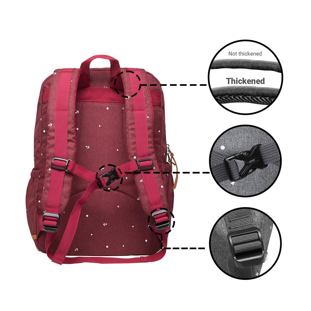 Laptop College Backpack for Teen Girls, Casual Daypack Fits 15.6" Laptop by KAUKKO (09-RED) - kaukko