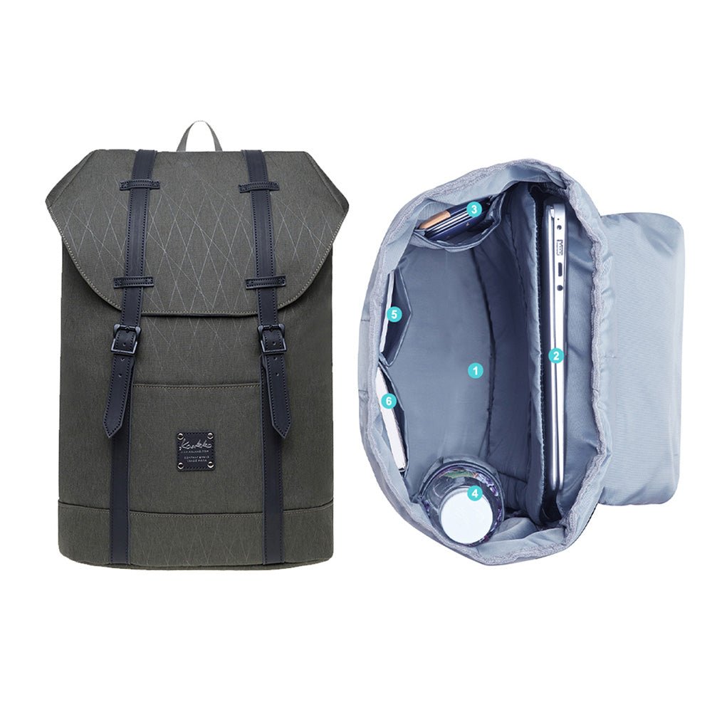 Lightweight Outdoor Backpack, KAUKKO Travel Casual Backpack Laptop Daypack for 12", EP6-15 ( Army Green /17.8L ) - kaukko