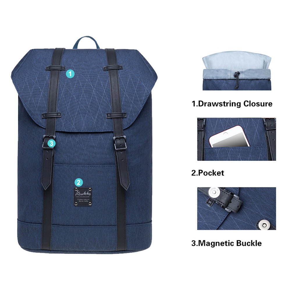 Lightweight Outdoor Backpack, KAUKKO Travel Casual Backpack Laptop Daypack for 12", EP6-15 ( Blue /17.8L ) - kaukko
