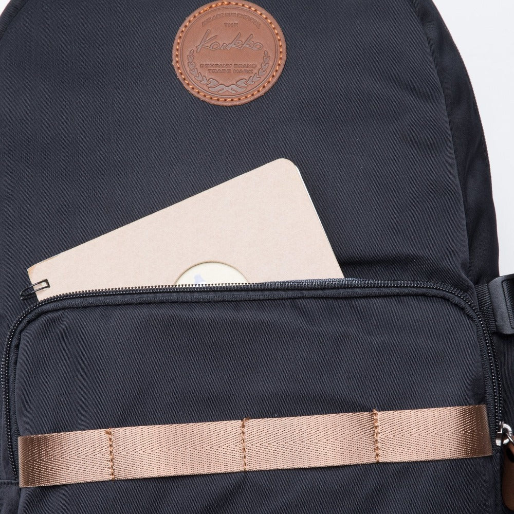 KAUKKO Stylish College School Backpack Travel Nice Rucksack, K1005-2 ( Black /17.6L ) - kaukko