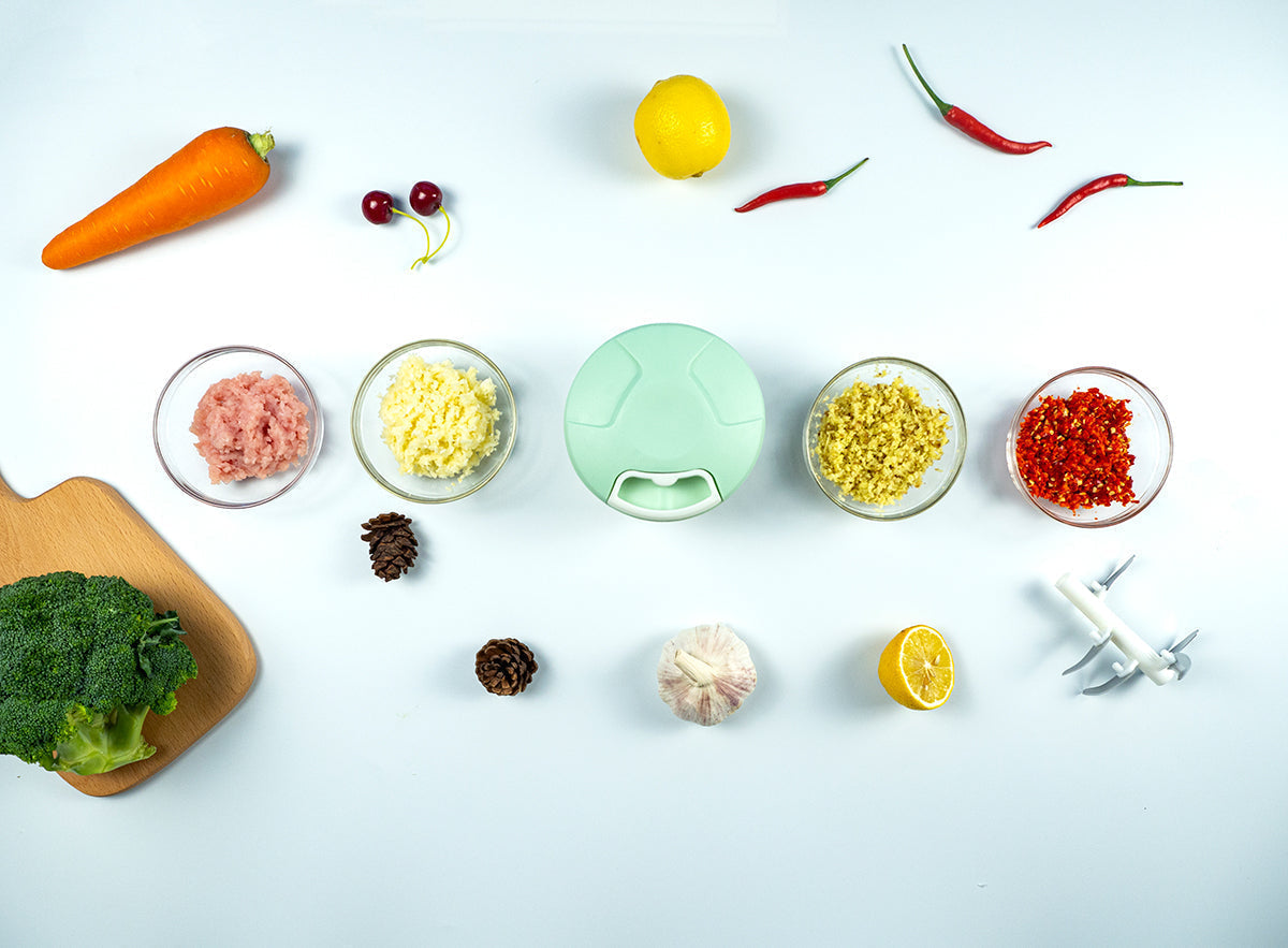 Manual Garlic Chopper, Kitchen Chopper Masher Hand Food Processor Mini Garlic Press