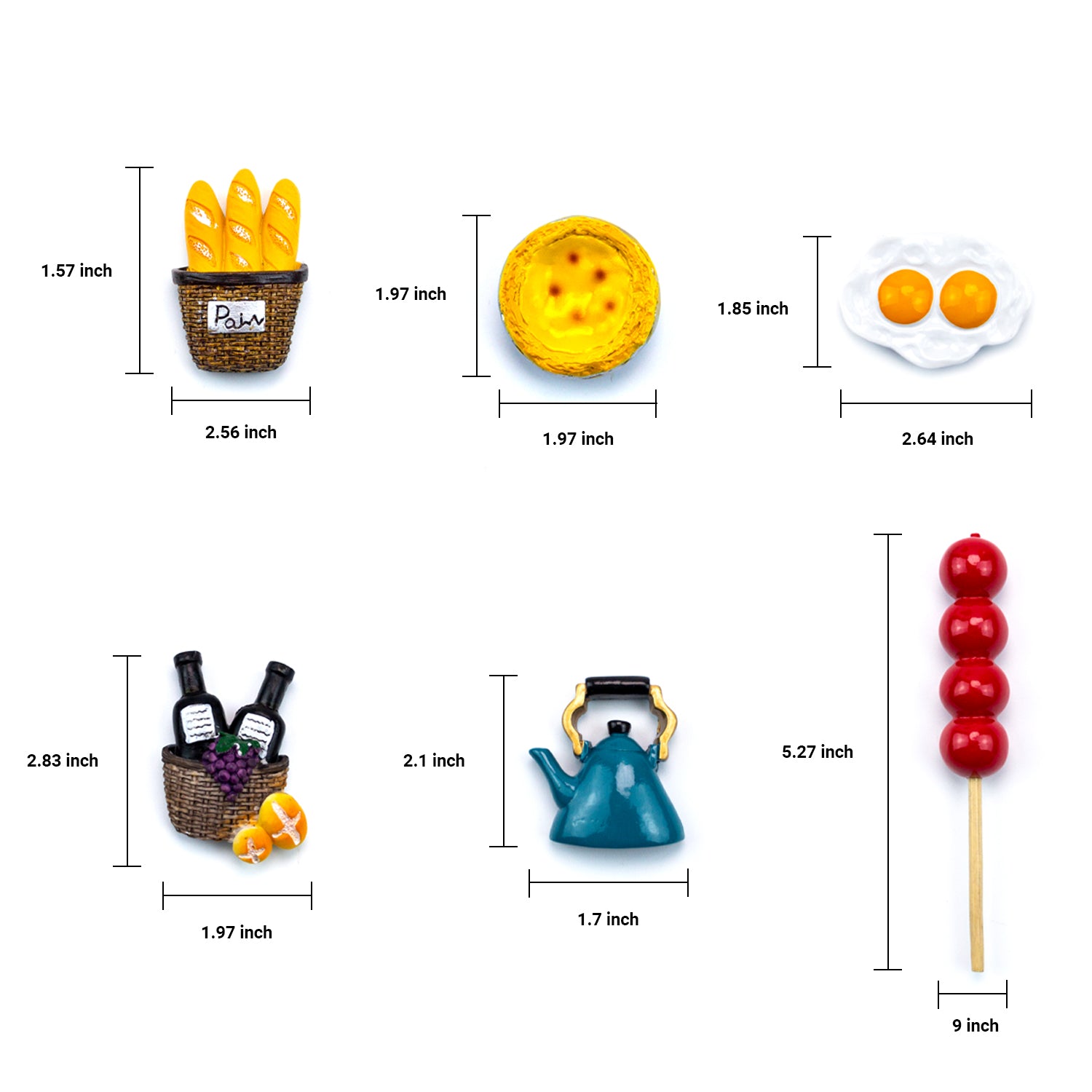Refrigerator Magnets 13pcs Food Theme for Food Lover, Cute and Funny, 13pcs-Set