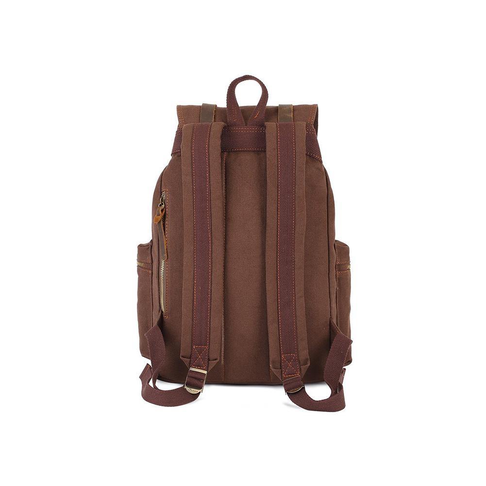 KAUKKO Vintage Casual Canvas and Leather Rucksack Retro Backpack for School Work Travel Hiking, 19L ( Coffee ) - kaukko