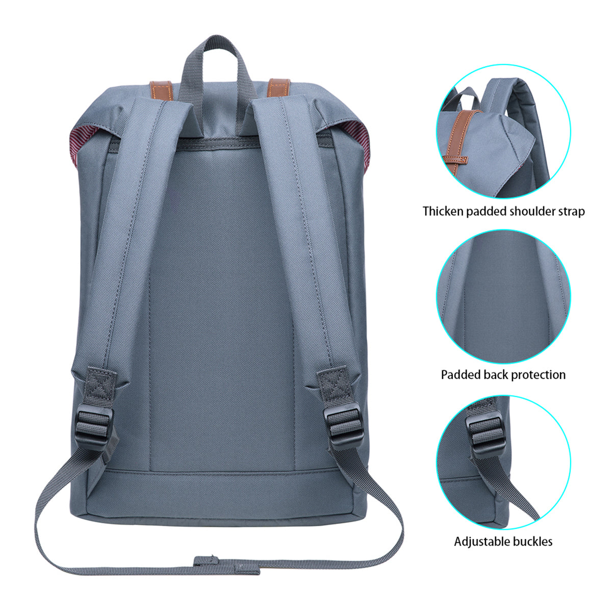 KAUKKO Travel Casual Backpack Laptop Daypack, EP6-7 ( Grey / 14L ) - kaukko