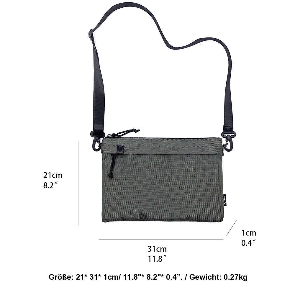 KAUKKO Ultra Slim Shoulder bag Messenger Bag, Pouch Bag, Durable Water-Resistant