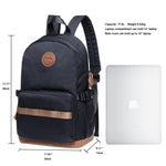 KAUKKO Stylish College School Backpack Travel Nice Rucksack, K1005-2 ( Black /17.6L ) - kaukko