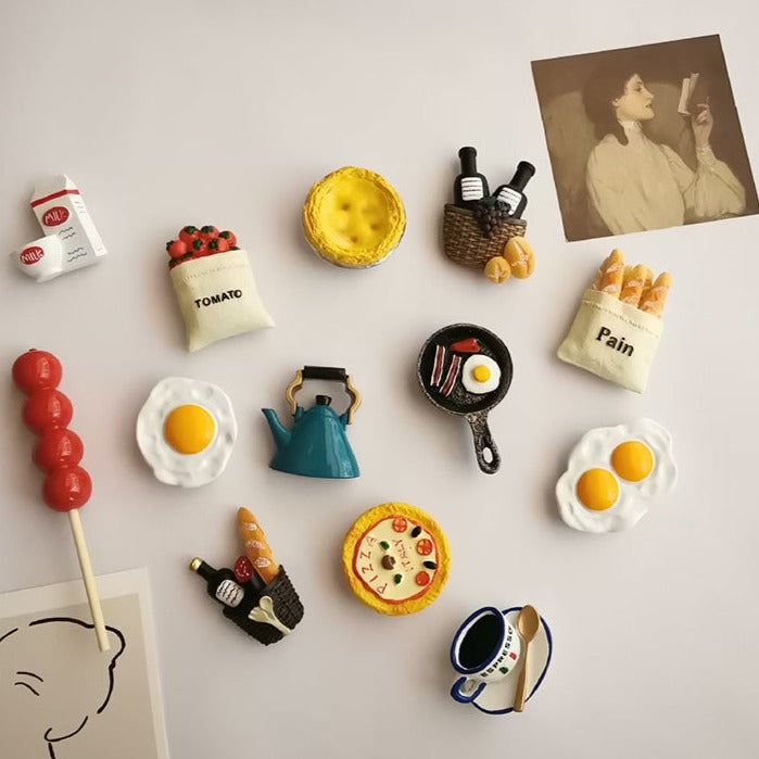 Refrigerator Magnets 13pcs Food Theme for Food Lover, Cute and Funny, 13pcs-Set