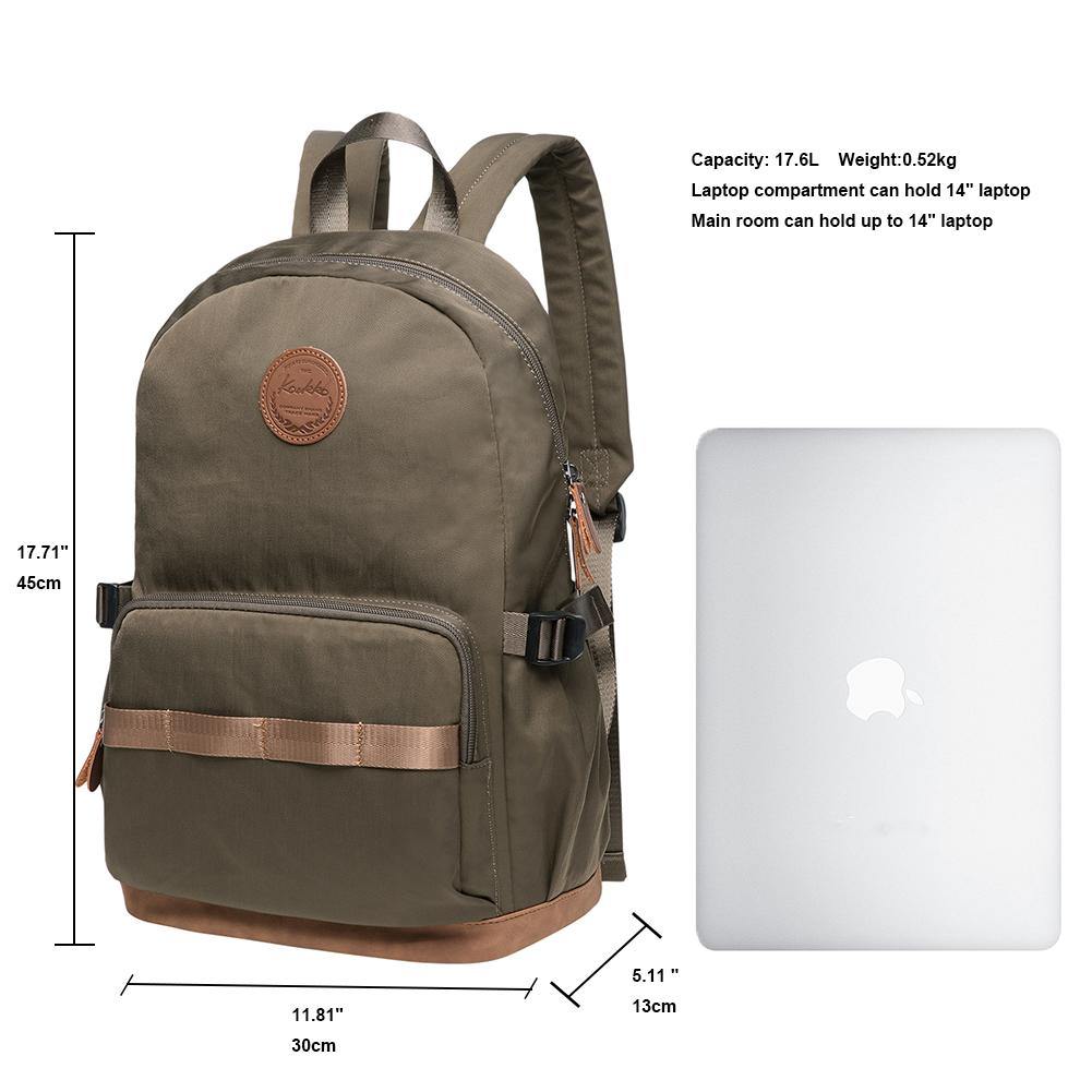 KAUKKO Stylish College School Backpack Travel Nice Rucksack, K1005-2 ( Army Green /17.6L ) - kaukko