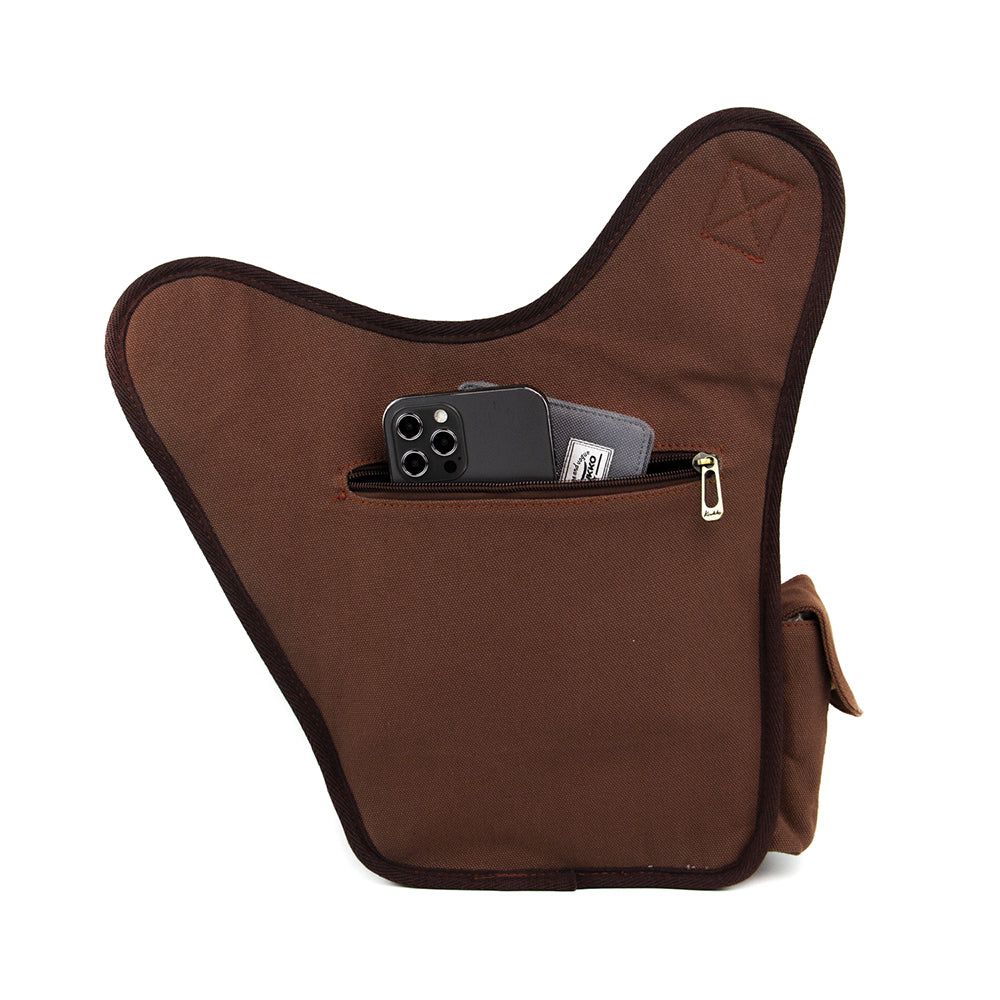 Retro Casual Shoulder Bag Sports Canvas Laptop Crossbody Bag ( coffee ) - kaukko