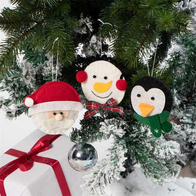 KAUKKO 3 Pack Plush Christmas Ornaments Set Christmas Tree Decoration Santa/Snowman/Elk/Bear Ornaments for Festive Season Holiday Party Decor CS03-7