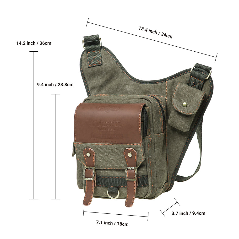 Retro Casual Shoulder Bag Sports Canvas Laptop Crossbody Bag ( green)