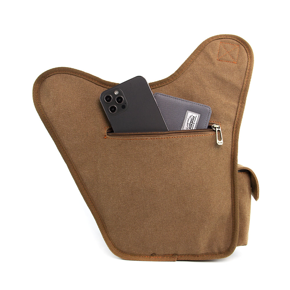 Retro Casual Shoulder Bag Sports Canvas Laptop Crossbody Bag ( khaki ) - kaukko