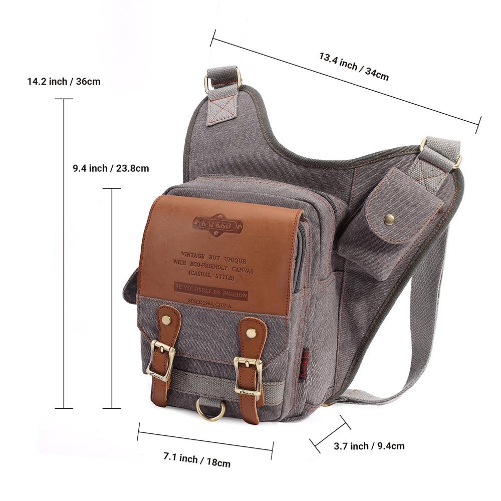 Retro Casual Shoulder Bag Sports Canvas Laptop Crossbody Bag ( grey ) - kaukko