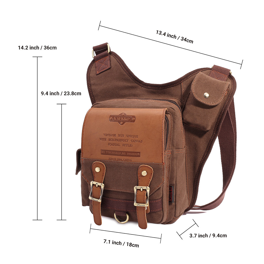 Retro Casual Shoulder Bag Sports Canvas Laptop Crossbody Bag ( coffee ) - kaukko