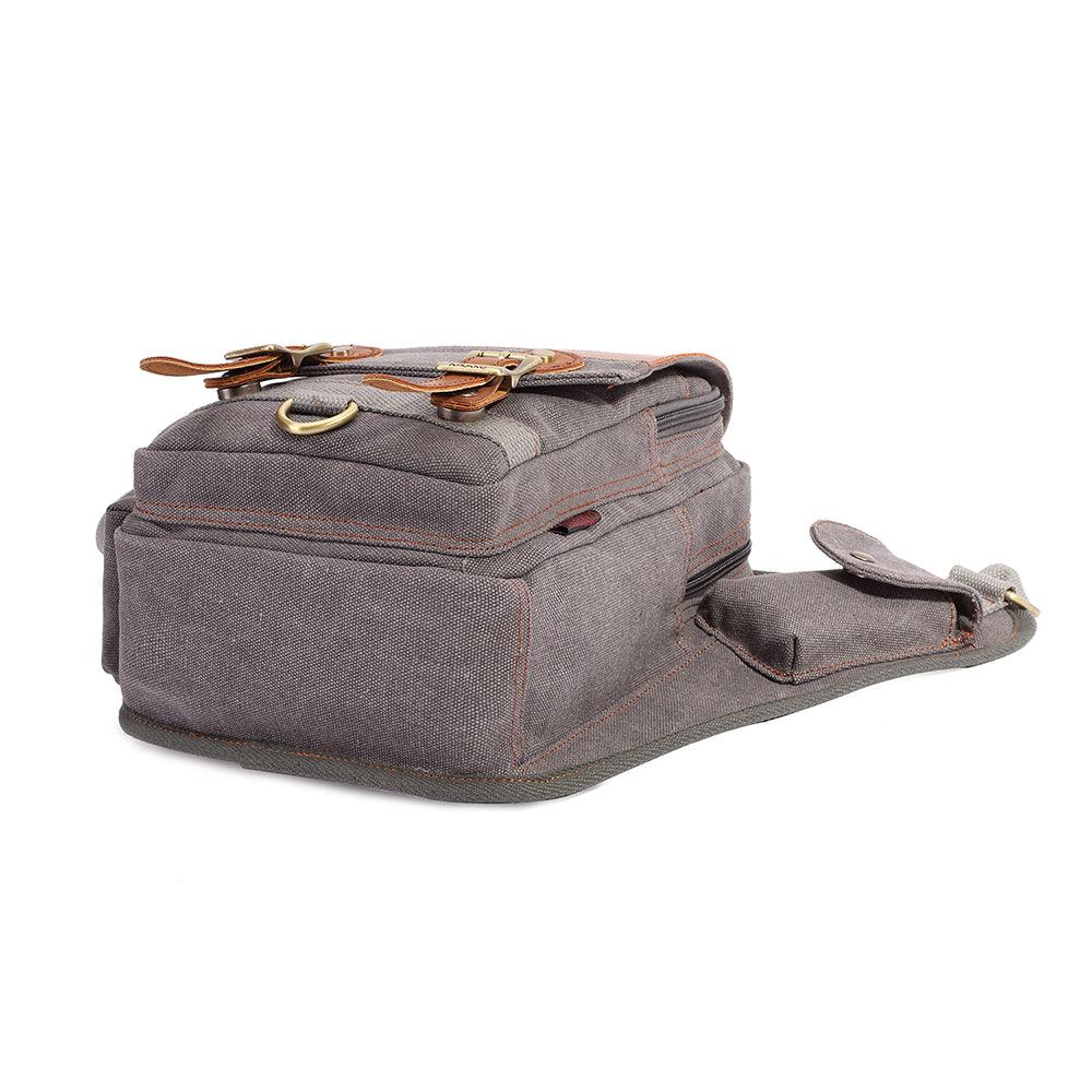Retro Casual Shoulder Bag Sports Canvas Laptop Crossbody Bag ( grey ) - kaukko