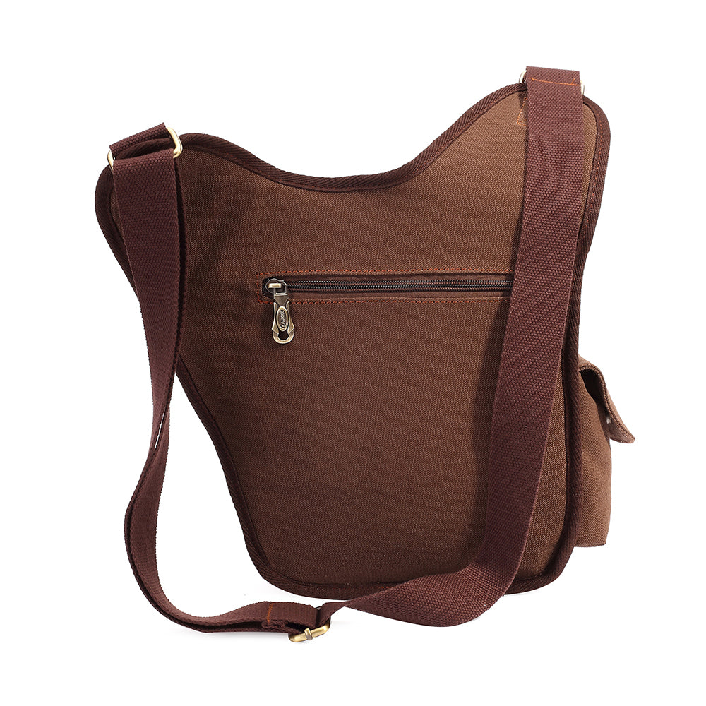 Retro Casual Shoulder Bag Sports Canvas Laptop Crossbody Bag ( coffee ) - kaukko