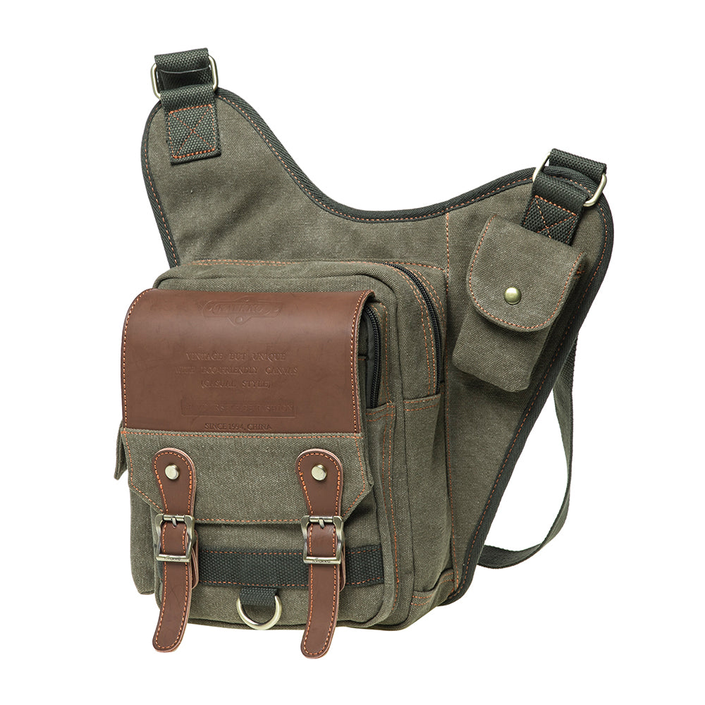 Retro Casual Shoulder Bag Sports Canvas Laptop Crossbody Bag ( green)