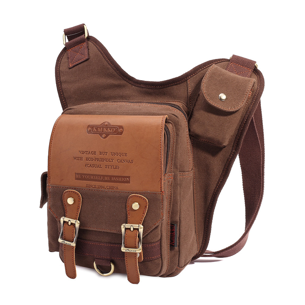 Retro Casual Shoulder Bag Sports Canvas Laptop Crossbody Bag ( coffee ) - kaukko