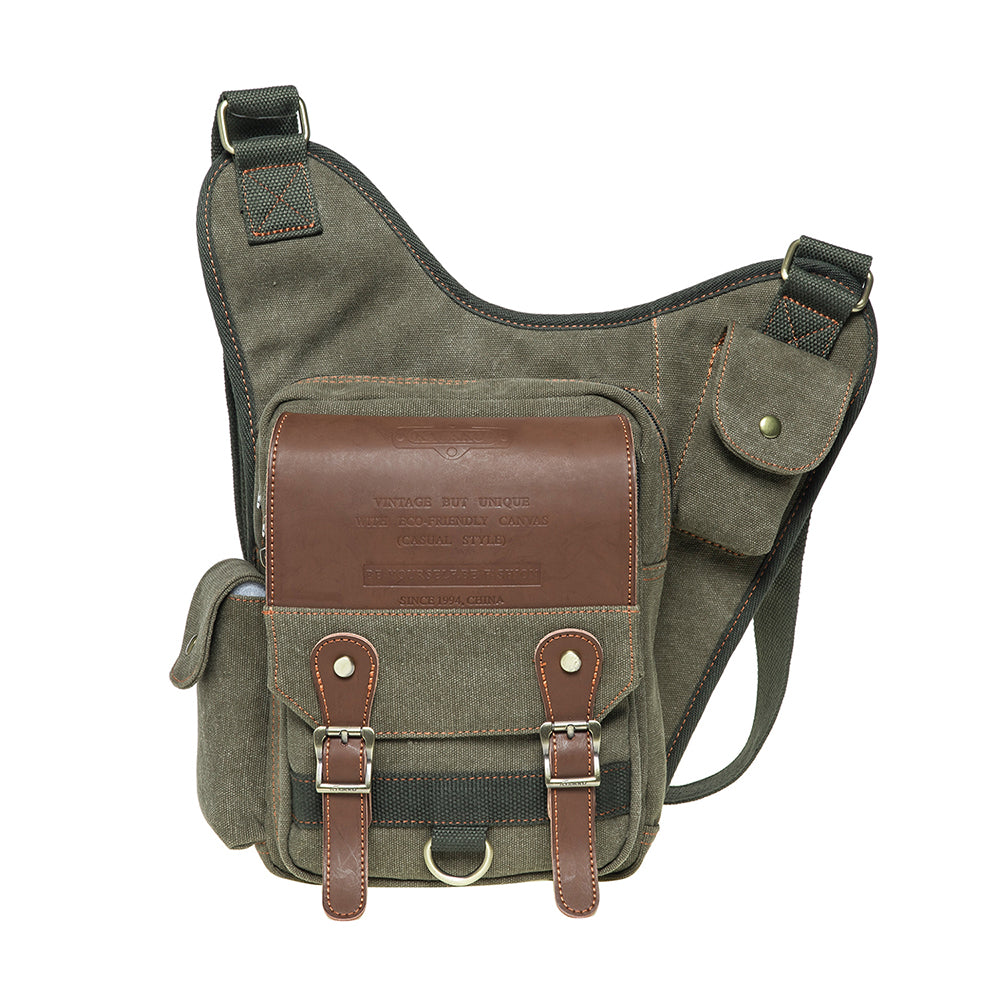 Retro Casual Shoulder Bag Sports Canvas Laptop Crossbody Bag ( green)