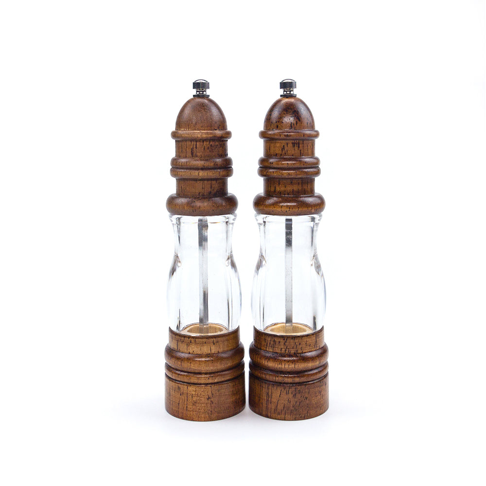 Premium Acrylic Wood Salt and Pepper Mill Set, Pepper Grinders Pack of 2