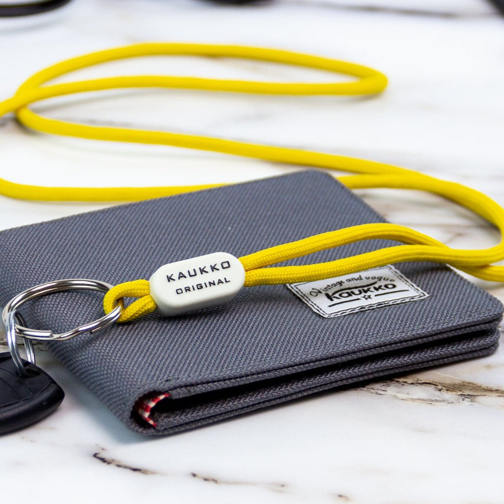 KAUKKO Unisex Lanyard Short Keyring Key Chain, robust and practical (02-Yellow)
