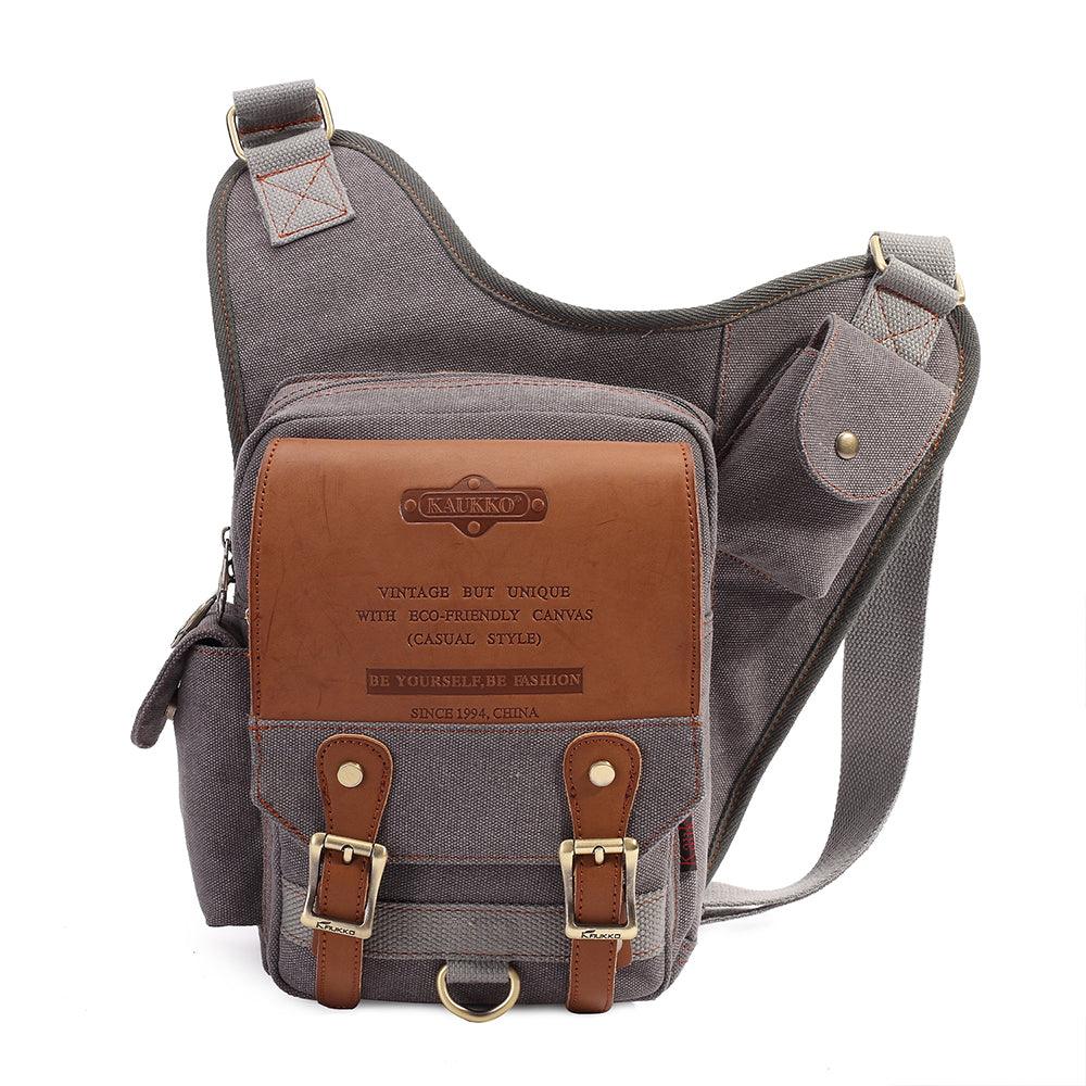 Retro Casual Shoulder Bag Sports Canvas Laptop Crossbody Bag ( grey ) - kaukko