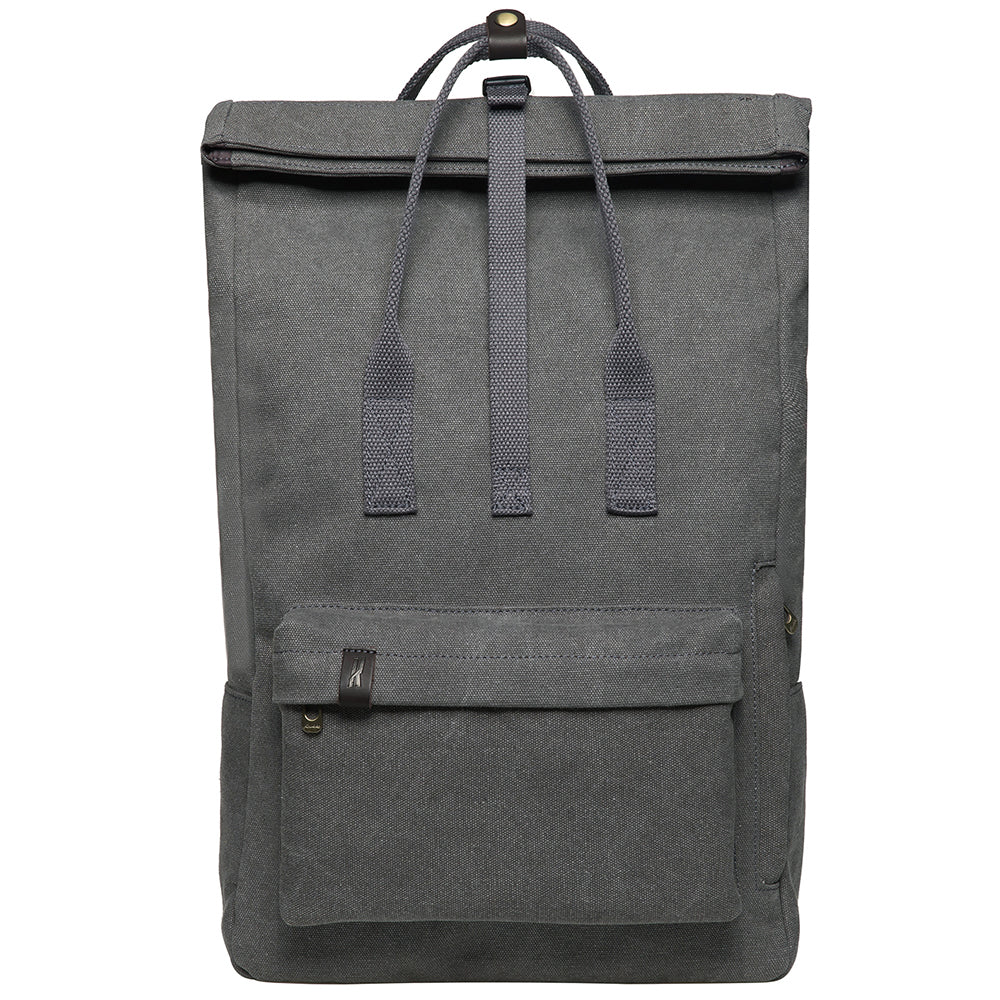 KAUKKO Vintage Canvas Rucksack Laptop Backpack for 12" Notebook for Women Men,School College Backpack (47-2-GREY)