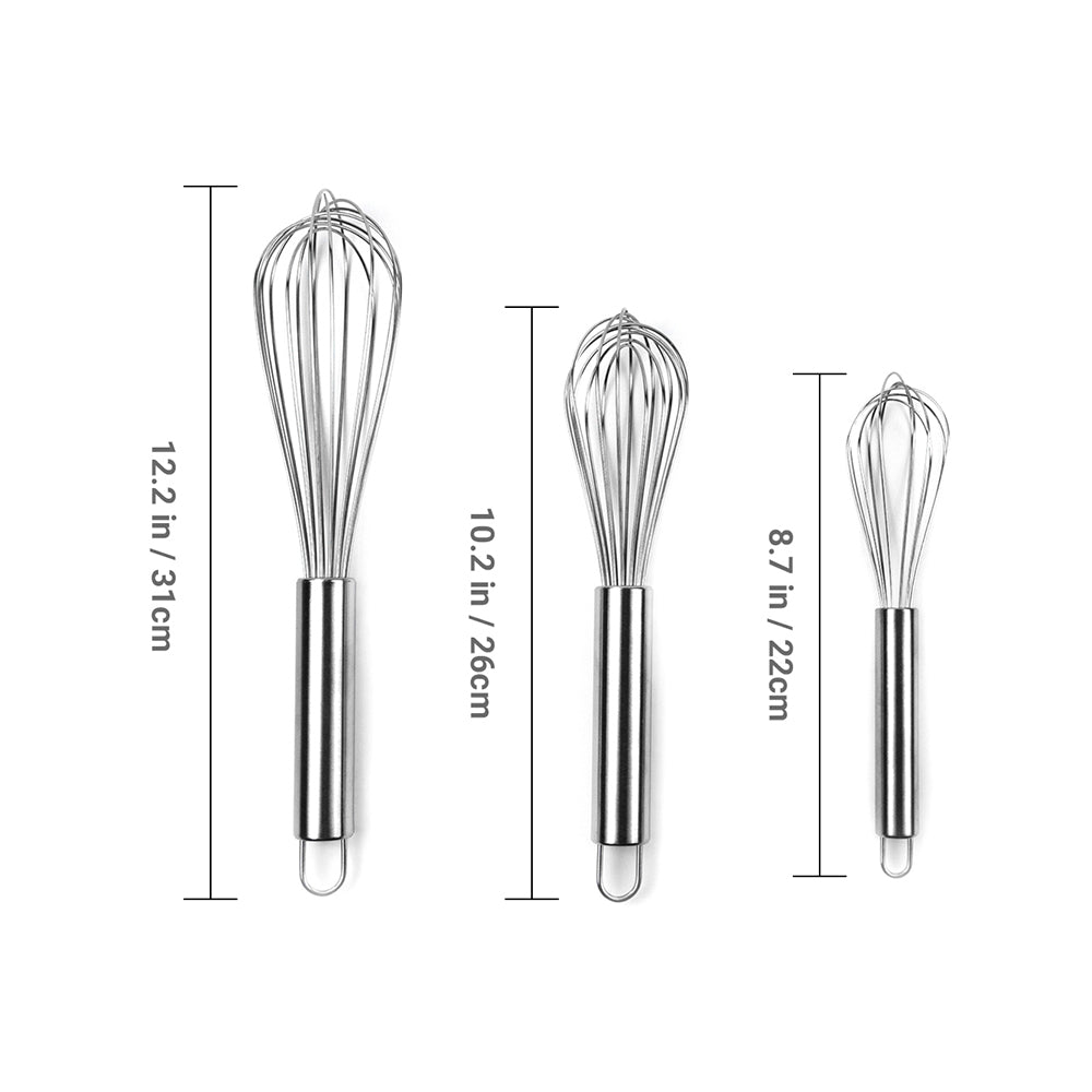 (8" 10" 12" )Balloon Whisk, Handheld Steel Wire Whisk Perfect for Blending, Whisking - kaukko