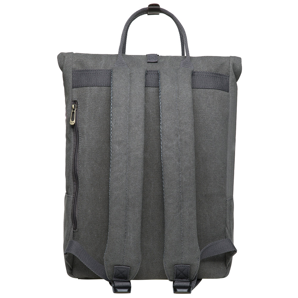 KAUKKO Vintage Canvas Rucksack Laptop Backpack for 12" Notebook for Women Men,School College Backpack (47-2-GREY)